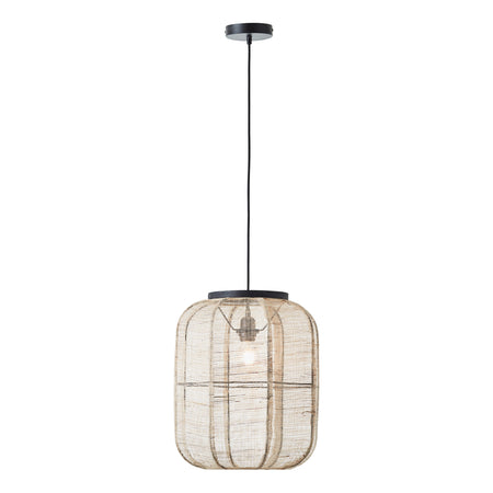 Zaire 1lt Pendant Natural linen & matt black