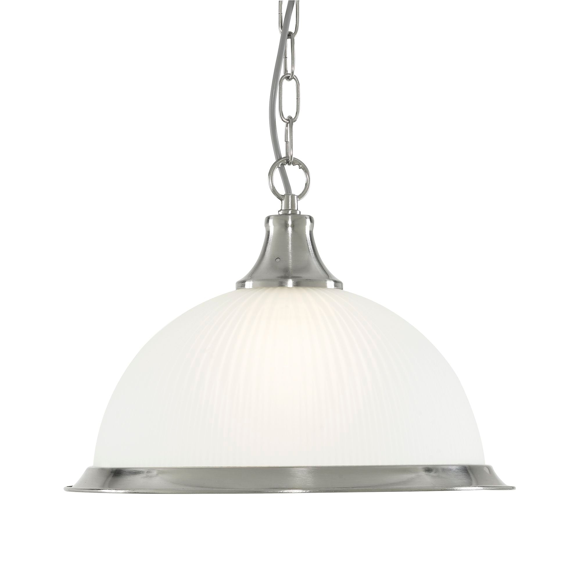 American Diner - 1Lt Pendant, Satin Silver, Acid Glass