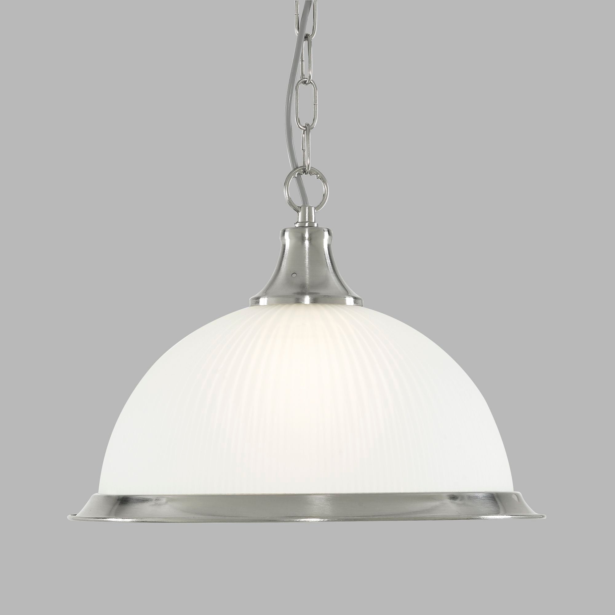 American Diner - 1Lt Pendant, Satin Silver, Acid Glass