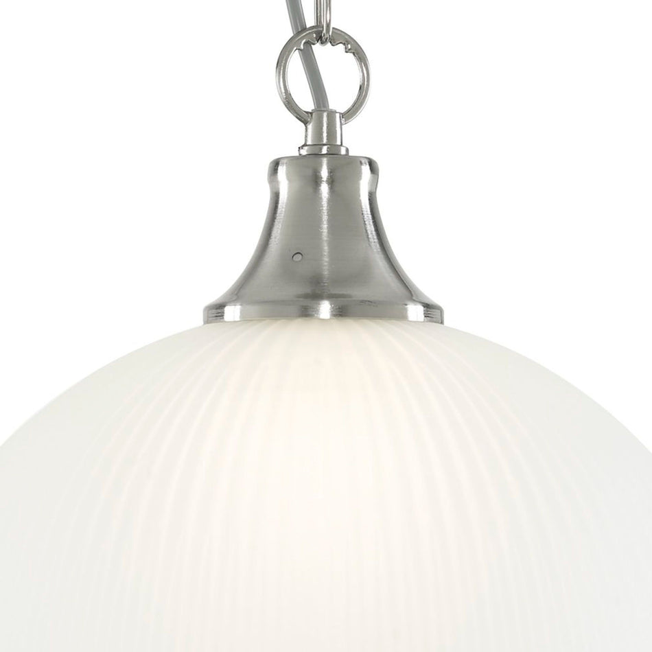 American Diner - 1Lt Pendant, Satin Silver, Acid Glass