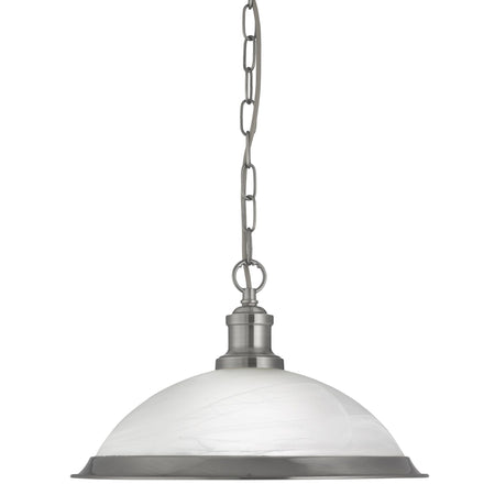Bistro - 1Lt Pendant, Satin Silver, Marble Glass