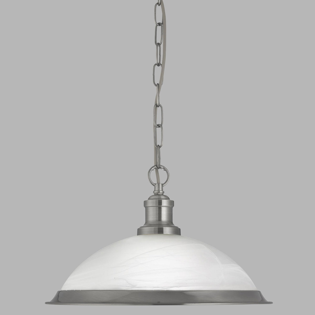 Bistro - 1Lt Pendant, Satin Silver, Marble Glass
