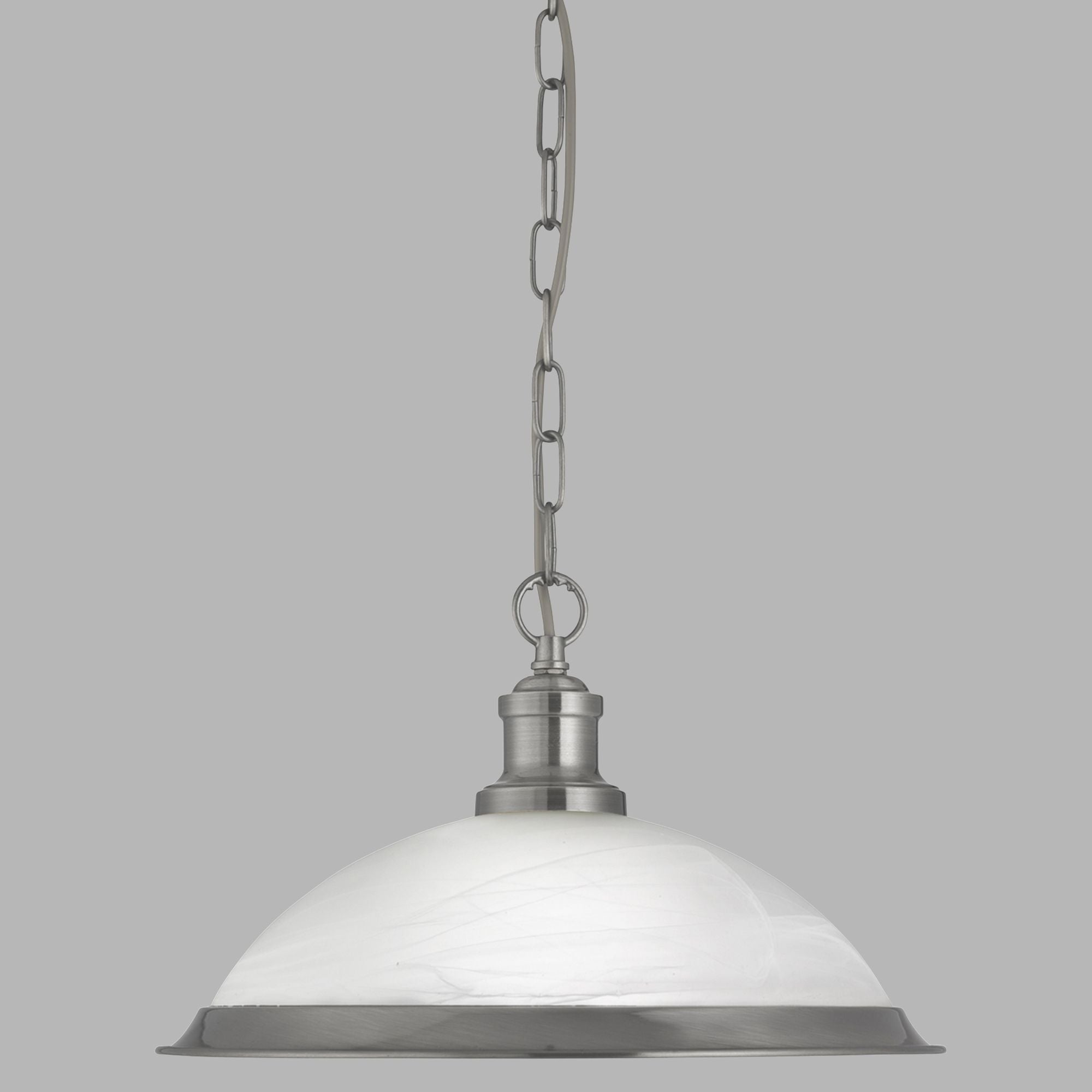Bistro - 1Lt Pendant, Satin Silver, Marble Glass
