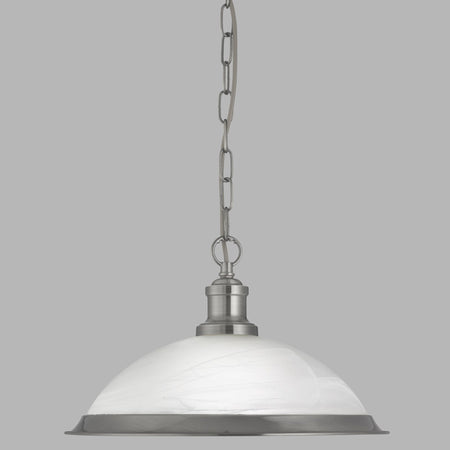 Bistro - 1Lt Pendant, Satin Silver, Marble Glass