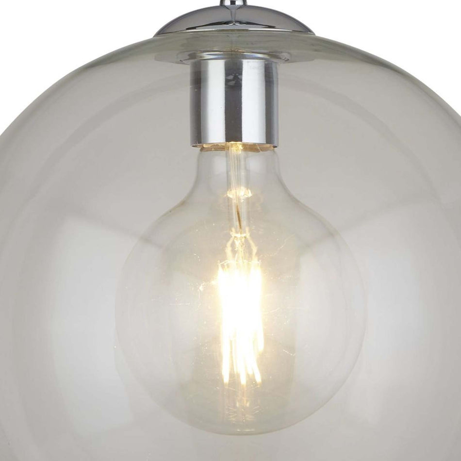 Balls 1Lt Round Pendant 30Cm Dia , Clear Glass, Chrome