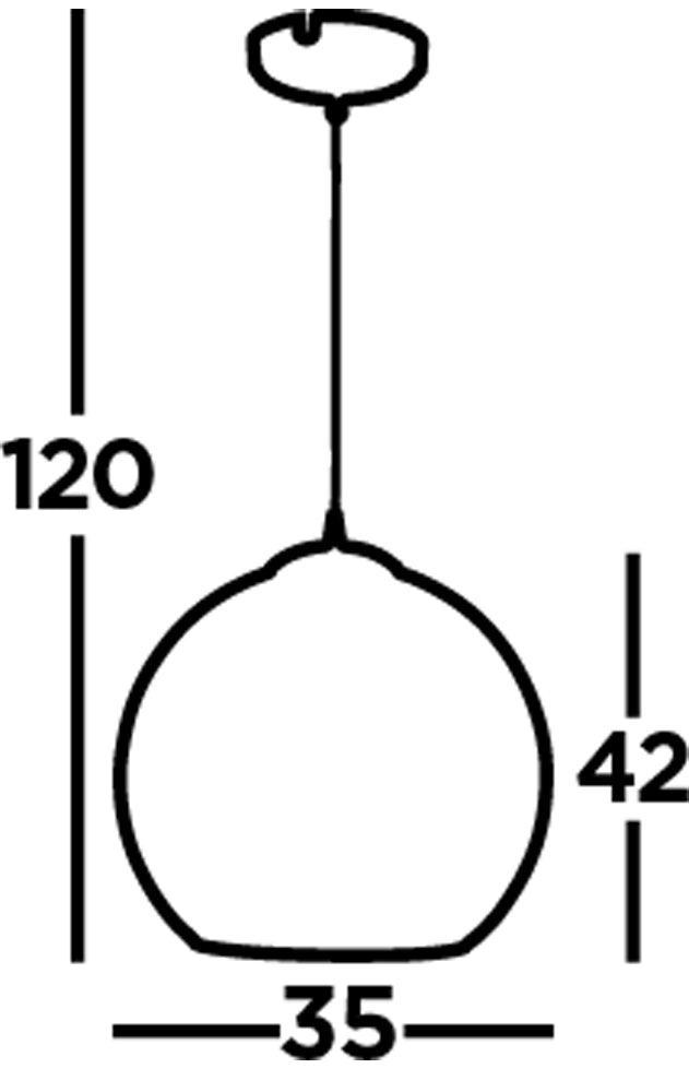 Balls 1Lt Round Pendant 35Cm Dia , Amber Glass, Antique Brass