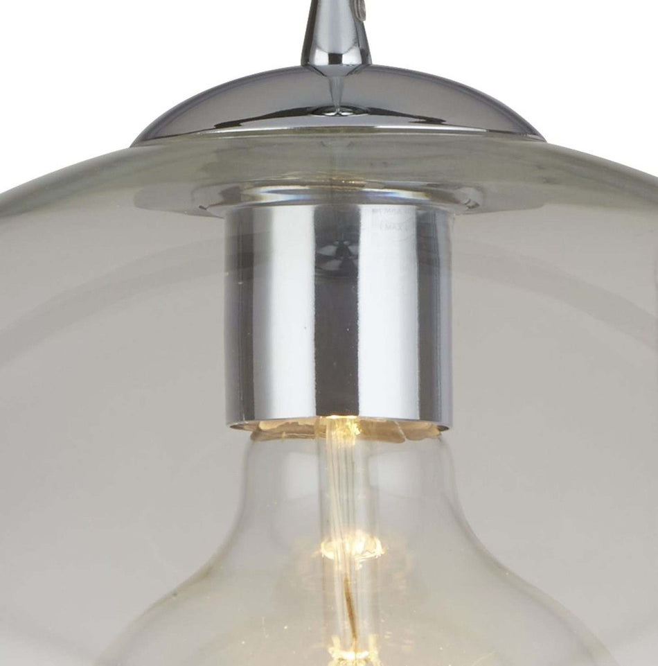 Balls 1Lt Round Pendant 35Cm Dia , Clear Glass, Chrome
