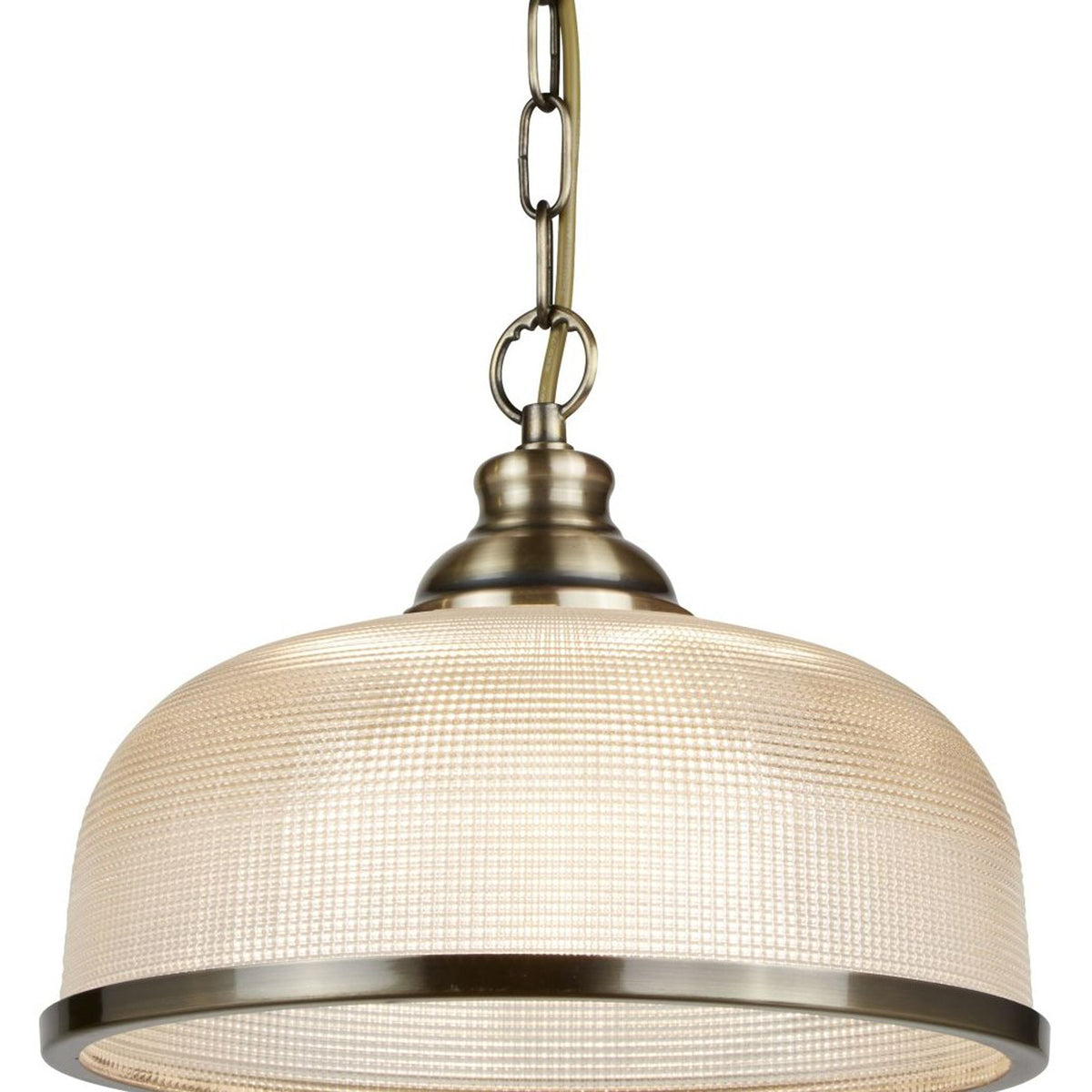 Bistro Ii - 1Lt Pendant, Antique Brass, Halophane Glass