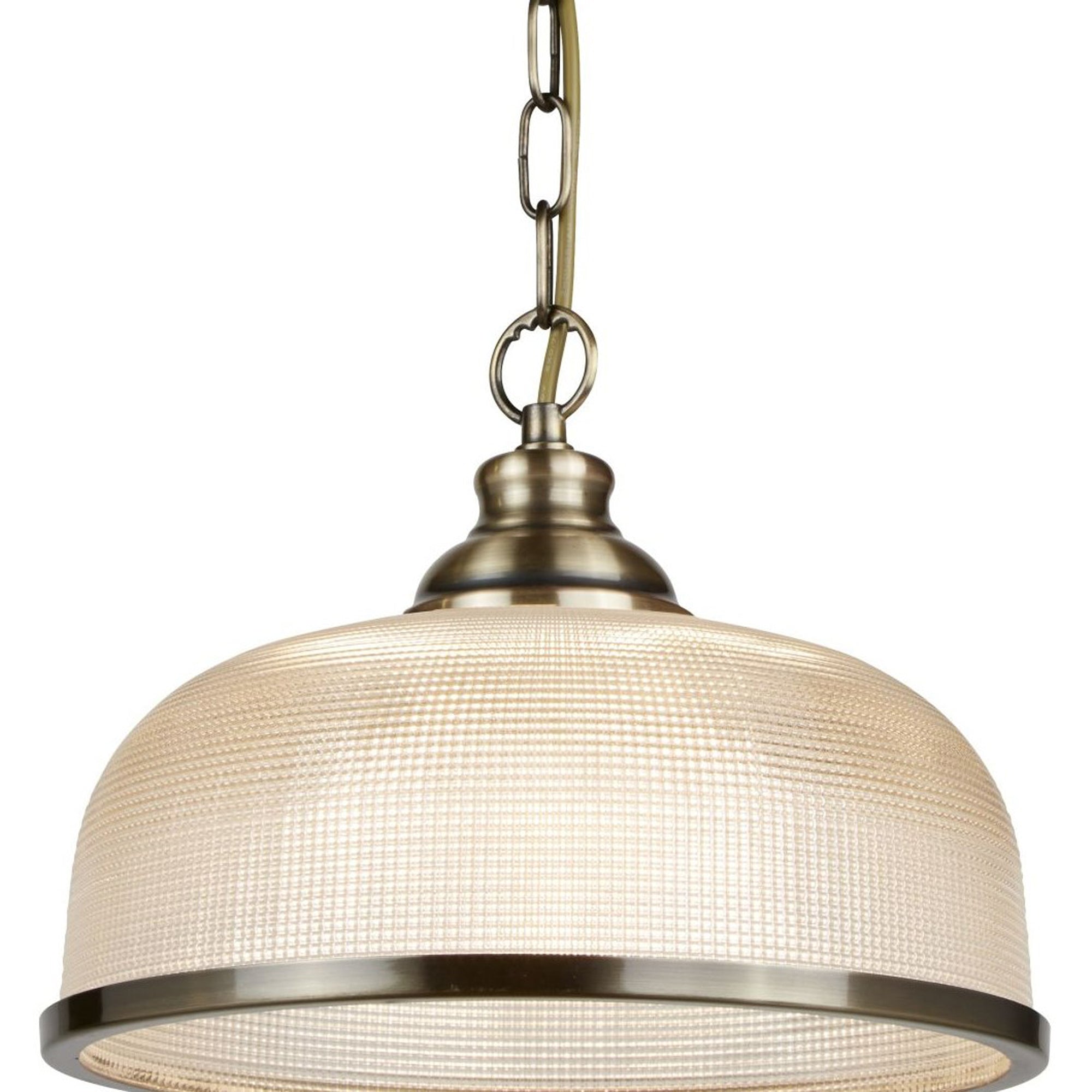 Bistro Ii - 1Lt Pendant, Antique Brass, Halophane Glass