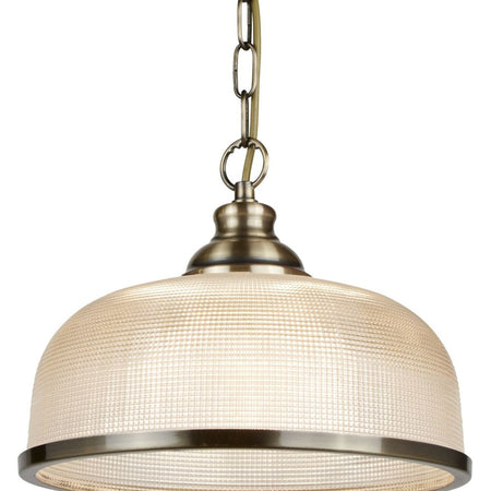 Bistro Ii - 1Lt Pendant, Antique Brass, Halophane Glass