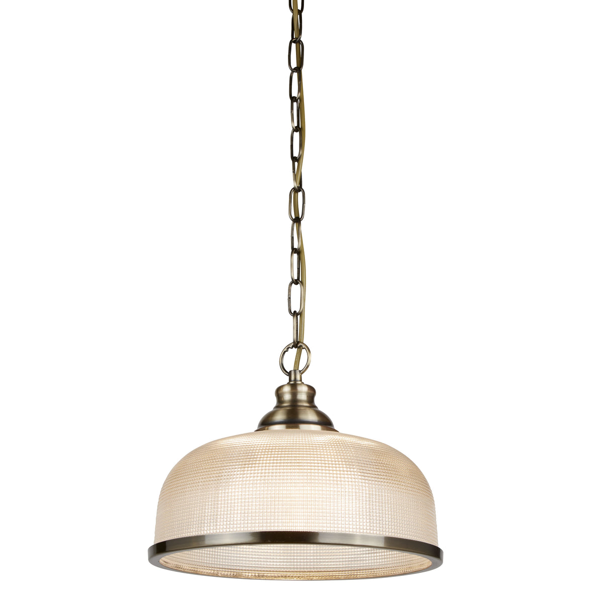 Bistro Ii - 1Lt Pendant, Antique Brass, Halophane Glass