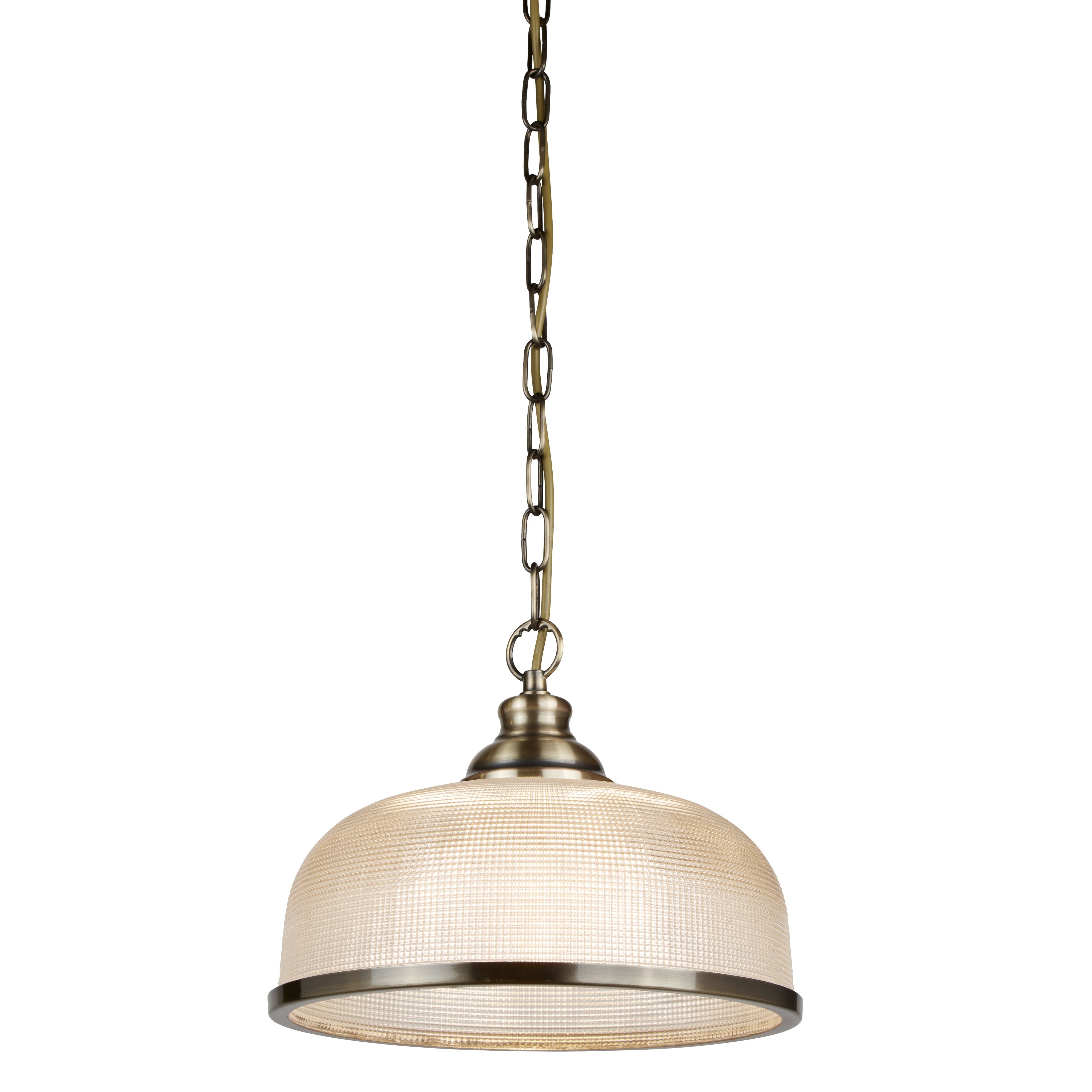 Bistro Ii - 1Lt Pendant, Antique Brass, Halophane Glass