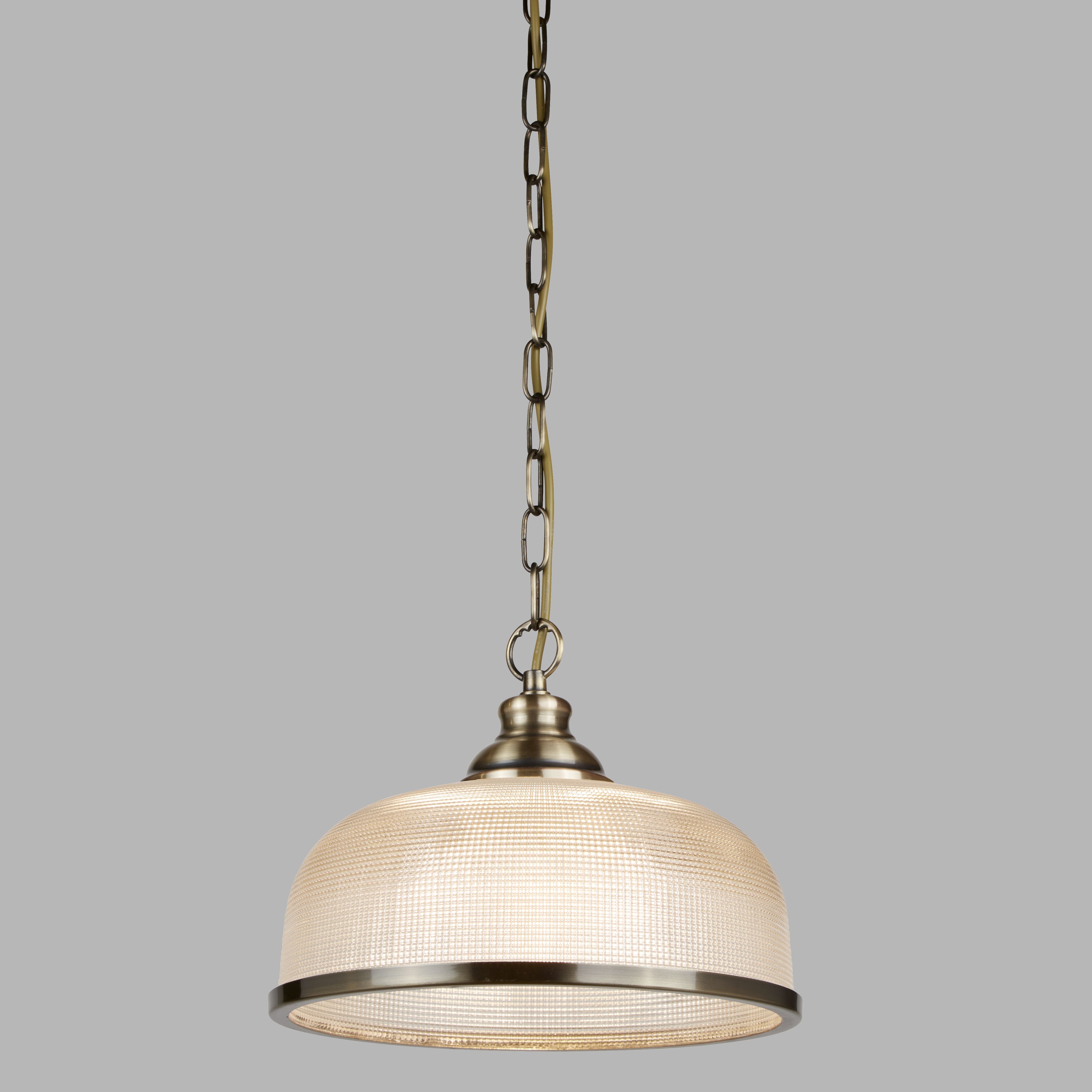 Bistro Ii - 1Lt Pendant, Antique Brass, Halophane Glass