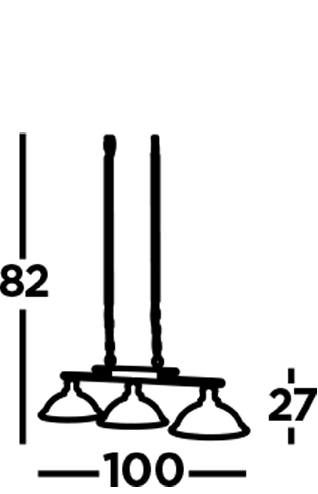 Bistro - 3Lt Ceiling Bar, Antique Brass, Marble Glass