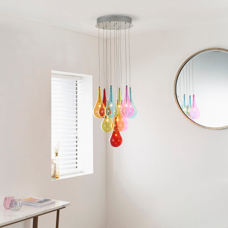 Niro 10lt Pendant Multi coloured glass & chrome plate