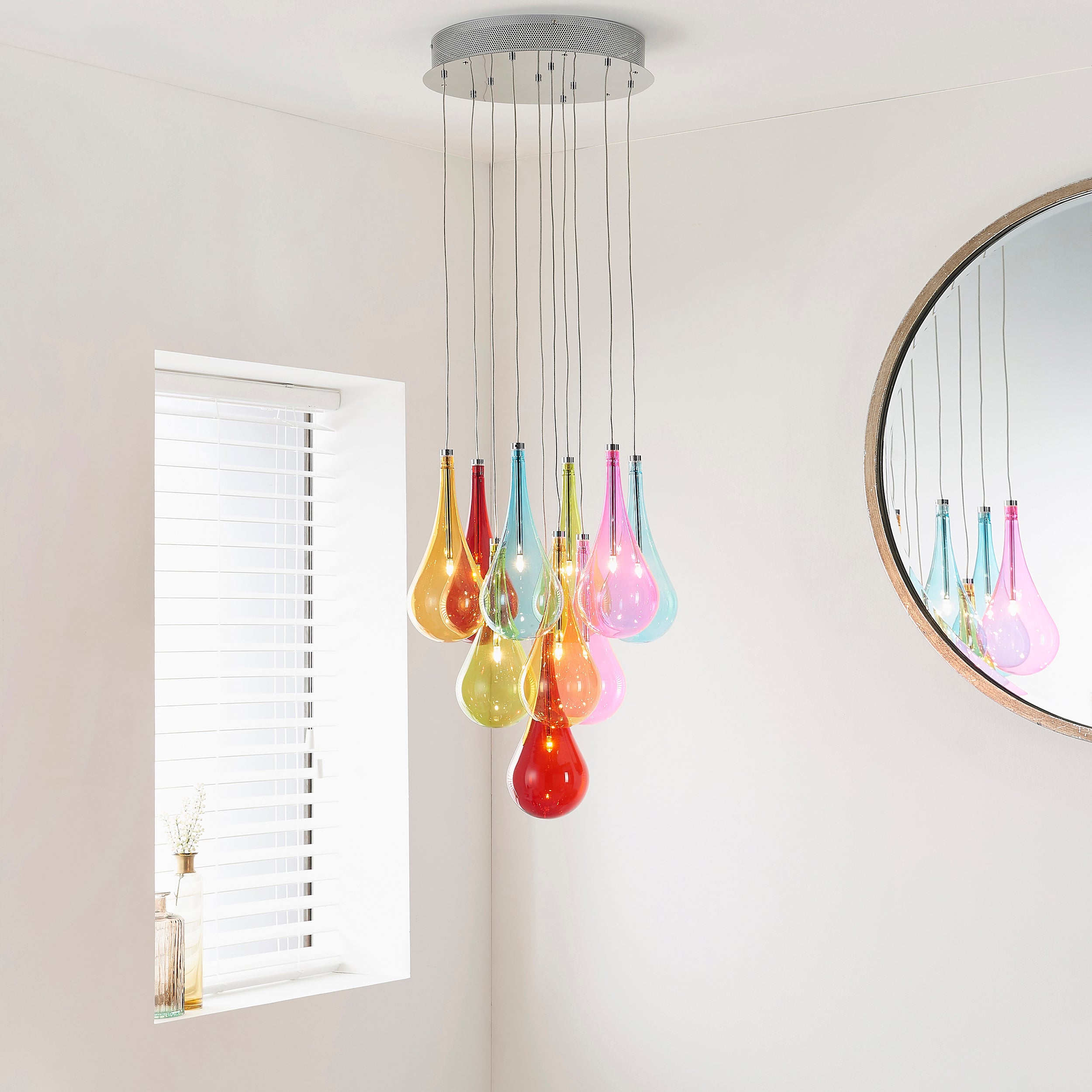 Niro 10lt Pendant Multi coloured glass & chrome plate