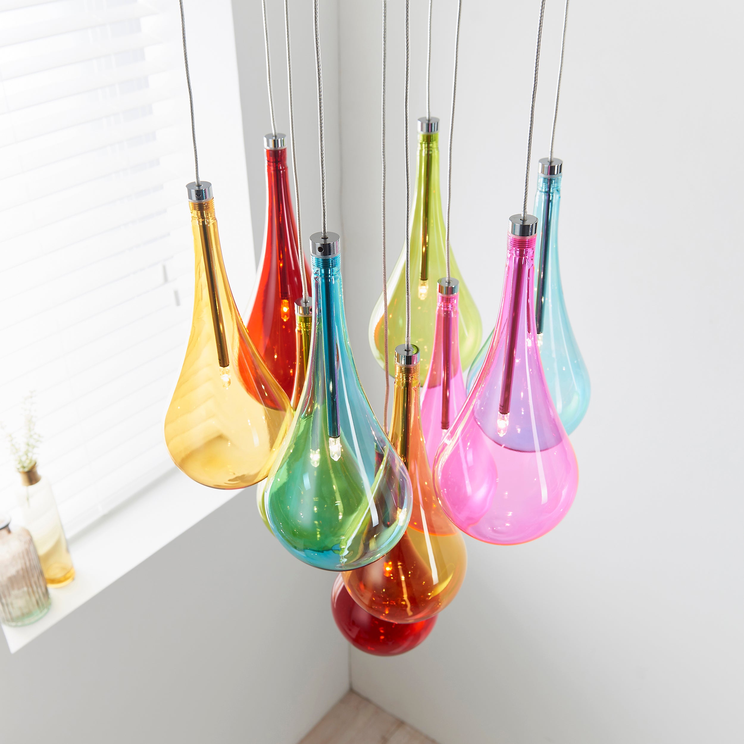 Niro 10lt Pendant Multi coloured glass & chrome plate