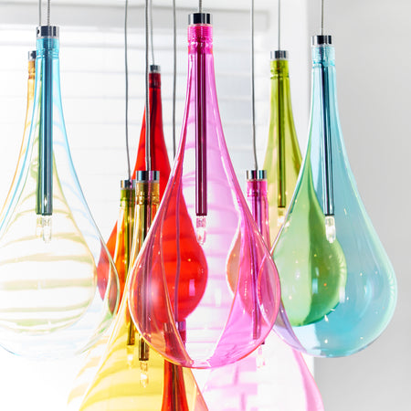 Niro 10lt Pendant Multi coloured glass & chrome plate