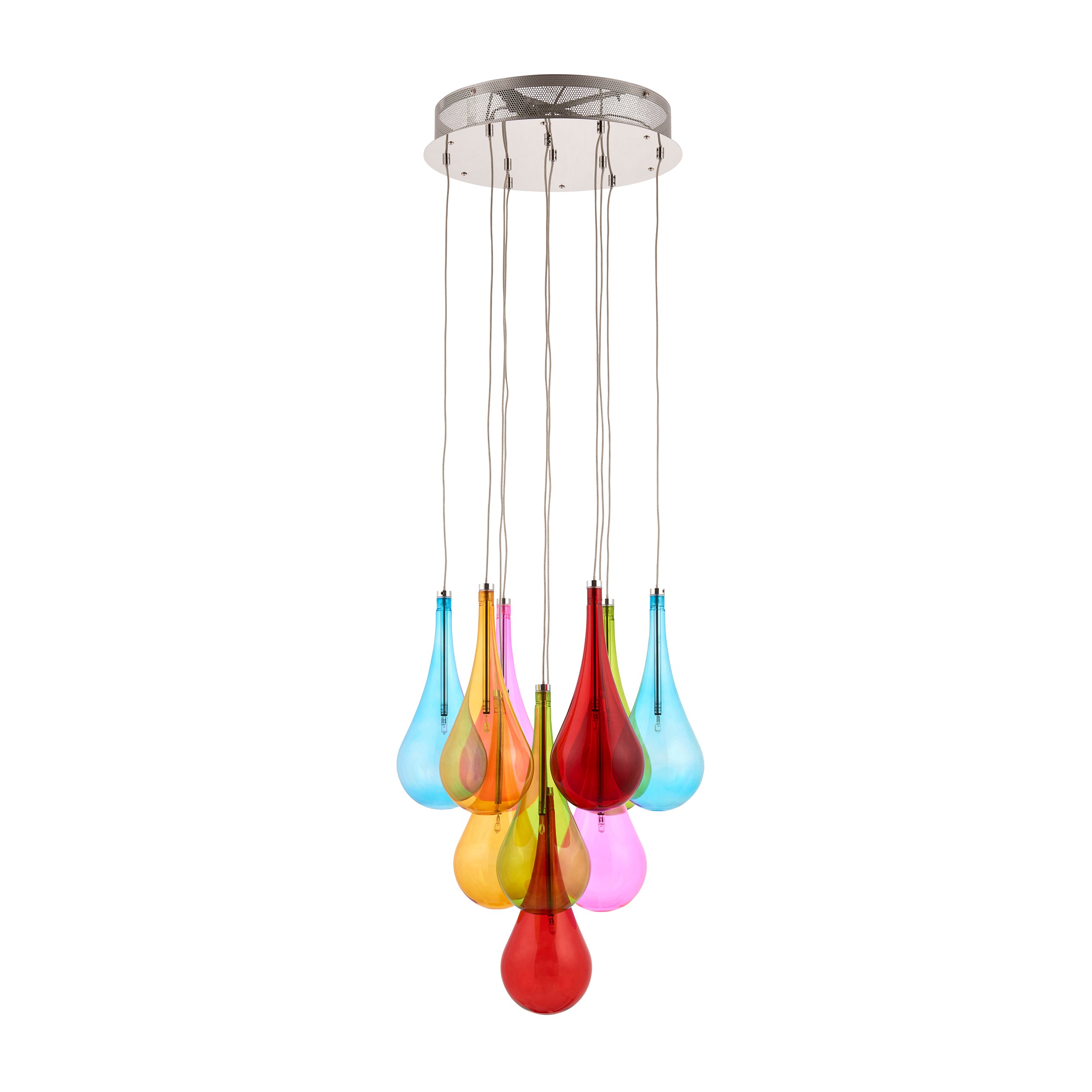Niro 10lt Pendant Multi coloured glass & chrome plate