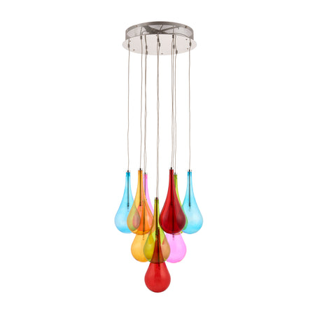 Niro 10lt Pendant Multi coloured glass & chrome plate