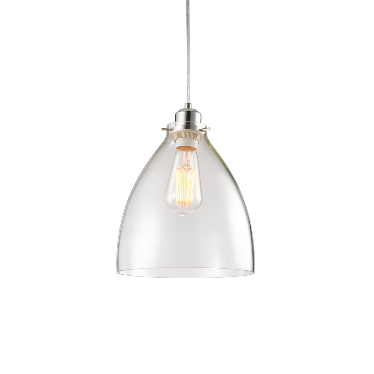 Elstow 1lt Pendant easyfit Clear glass & chrome plate