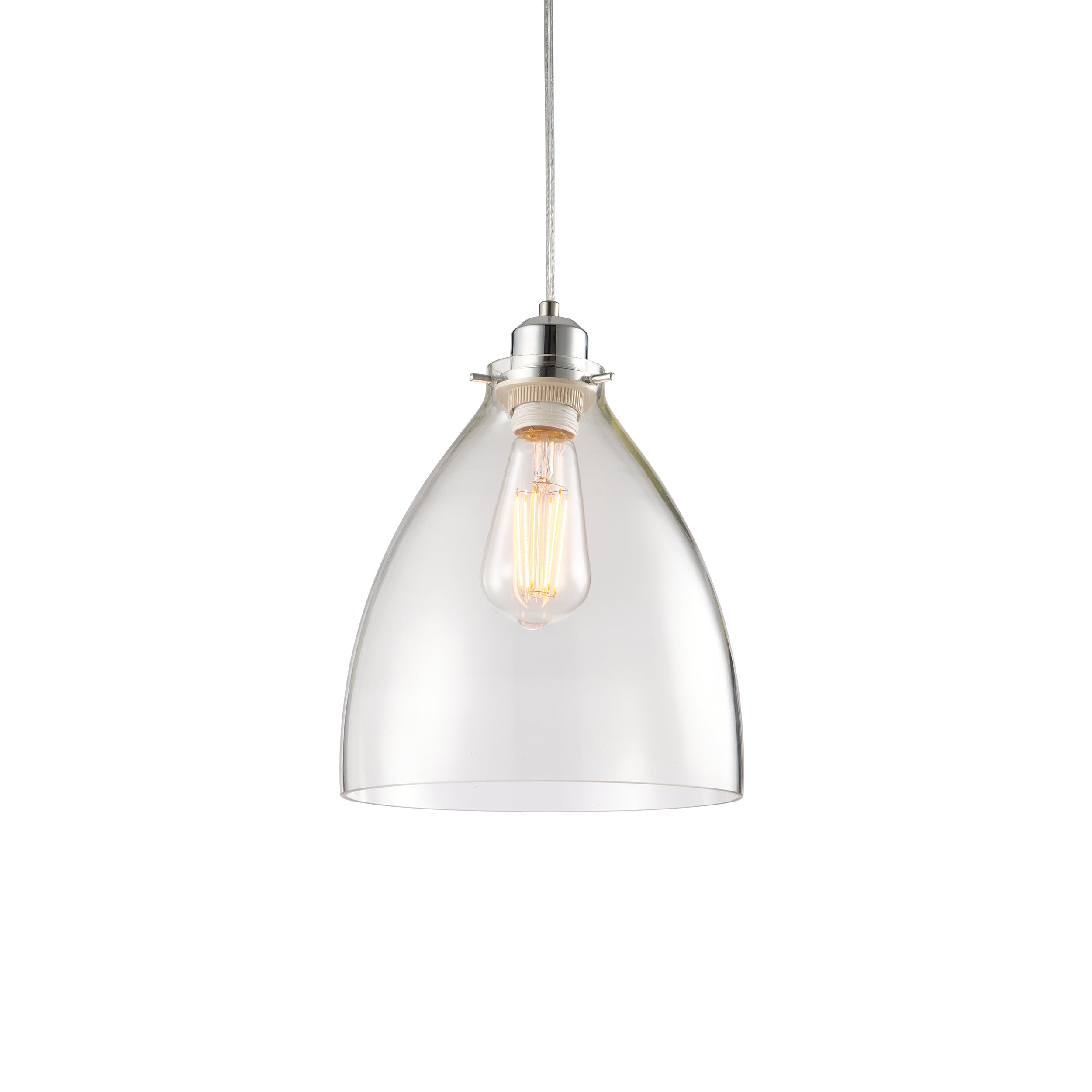 Elstow 1lt Pendant easyfit Clear glass & chrome plate