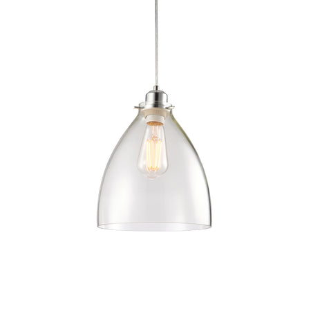 Elstow 1lt Pendant easyfit Clear glass & chrome plate