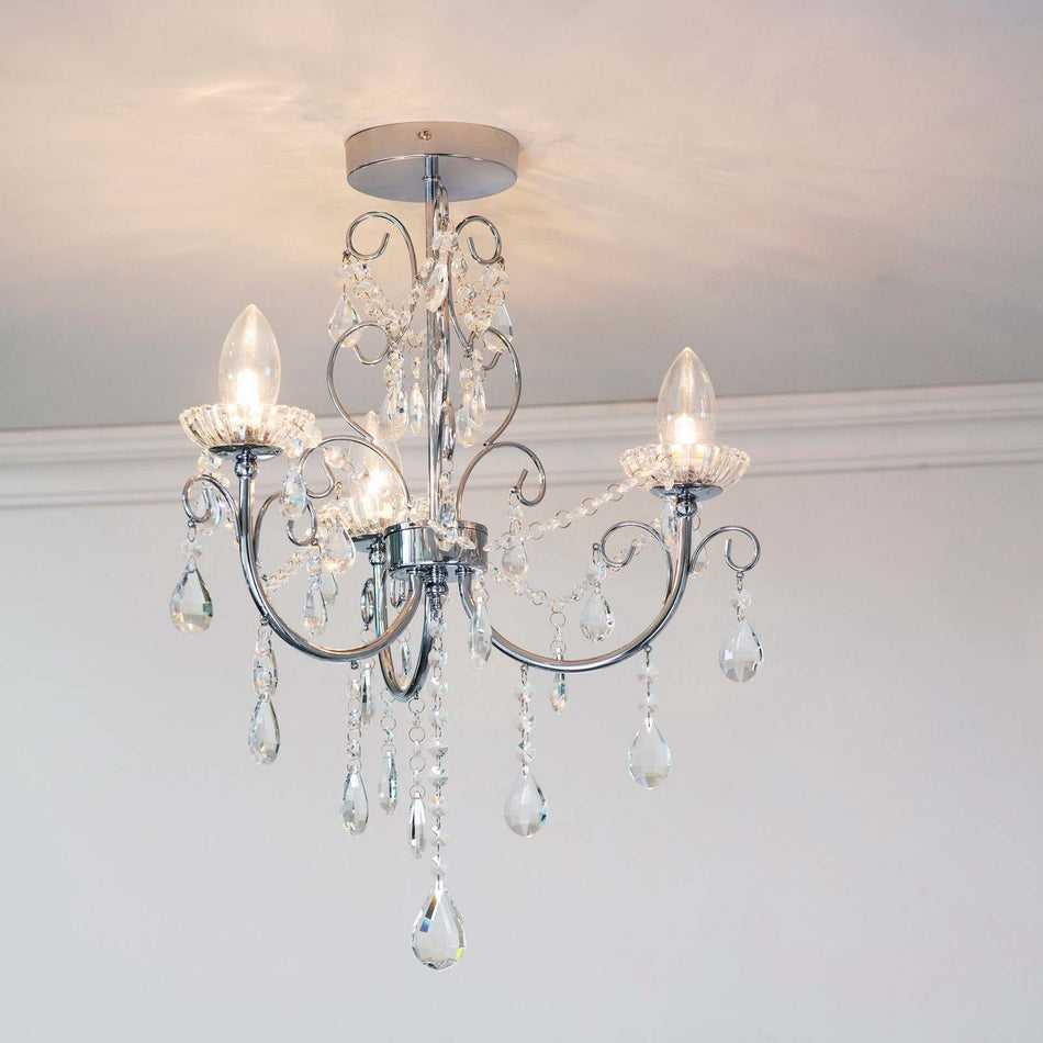 Tabitha 3lt Semi flush Chrome plate & clear crystal