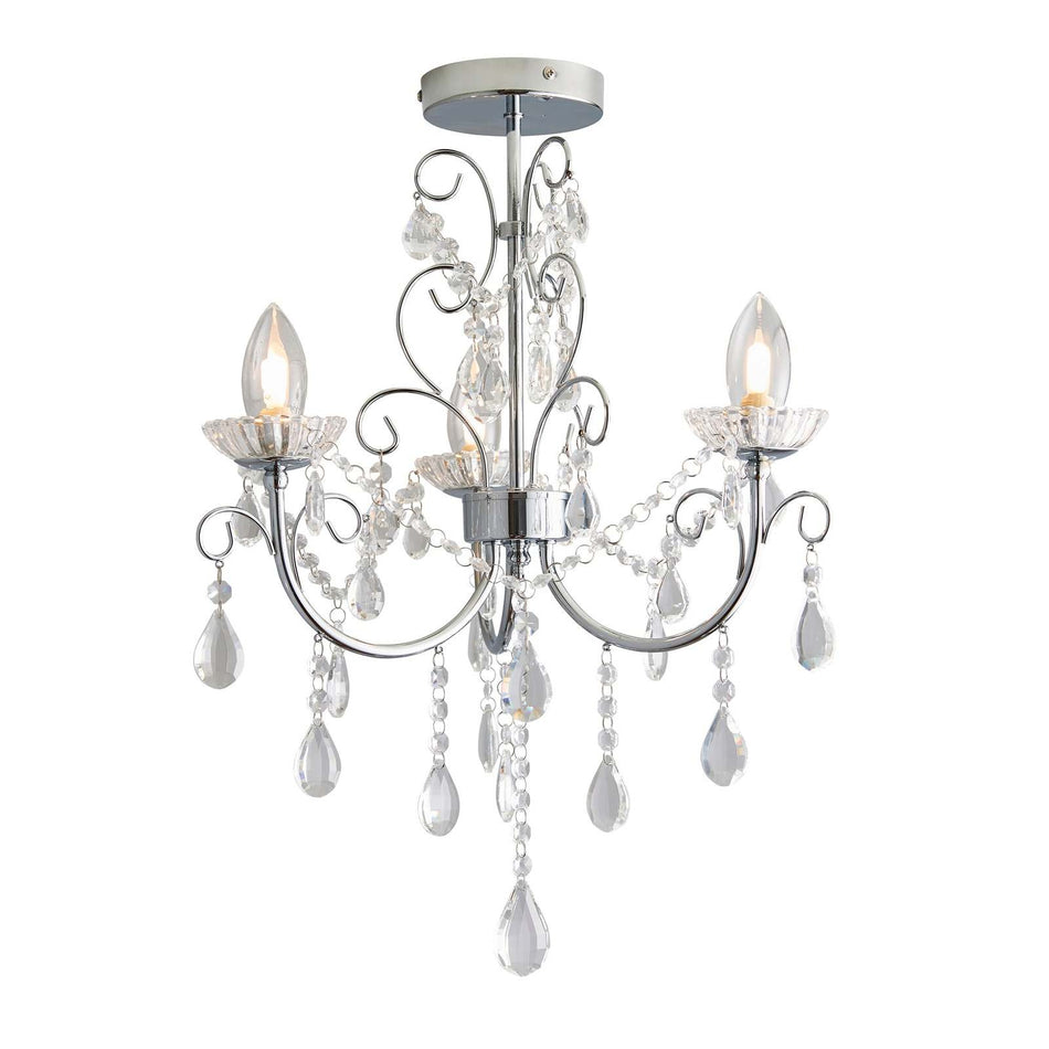 Tabitha 3lt Semi flush Chrome plate & clear crystal