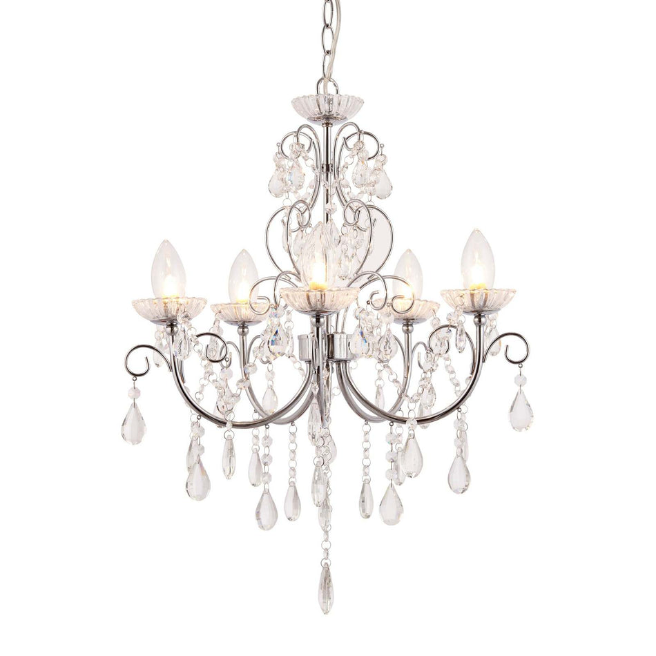 Tabitha 5lt Pendant Chrome plate & clear crystal