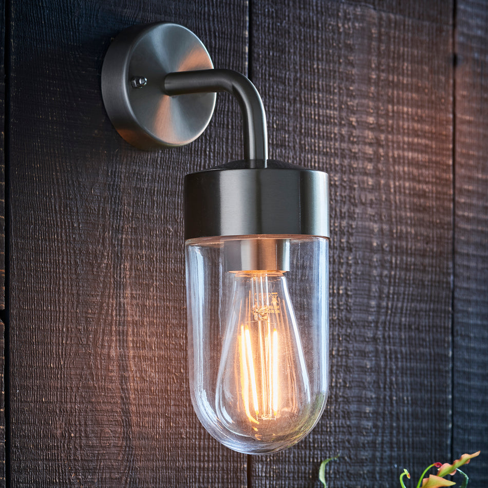 North 1lt Wall Brushed stainless steel & clear glass