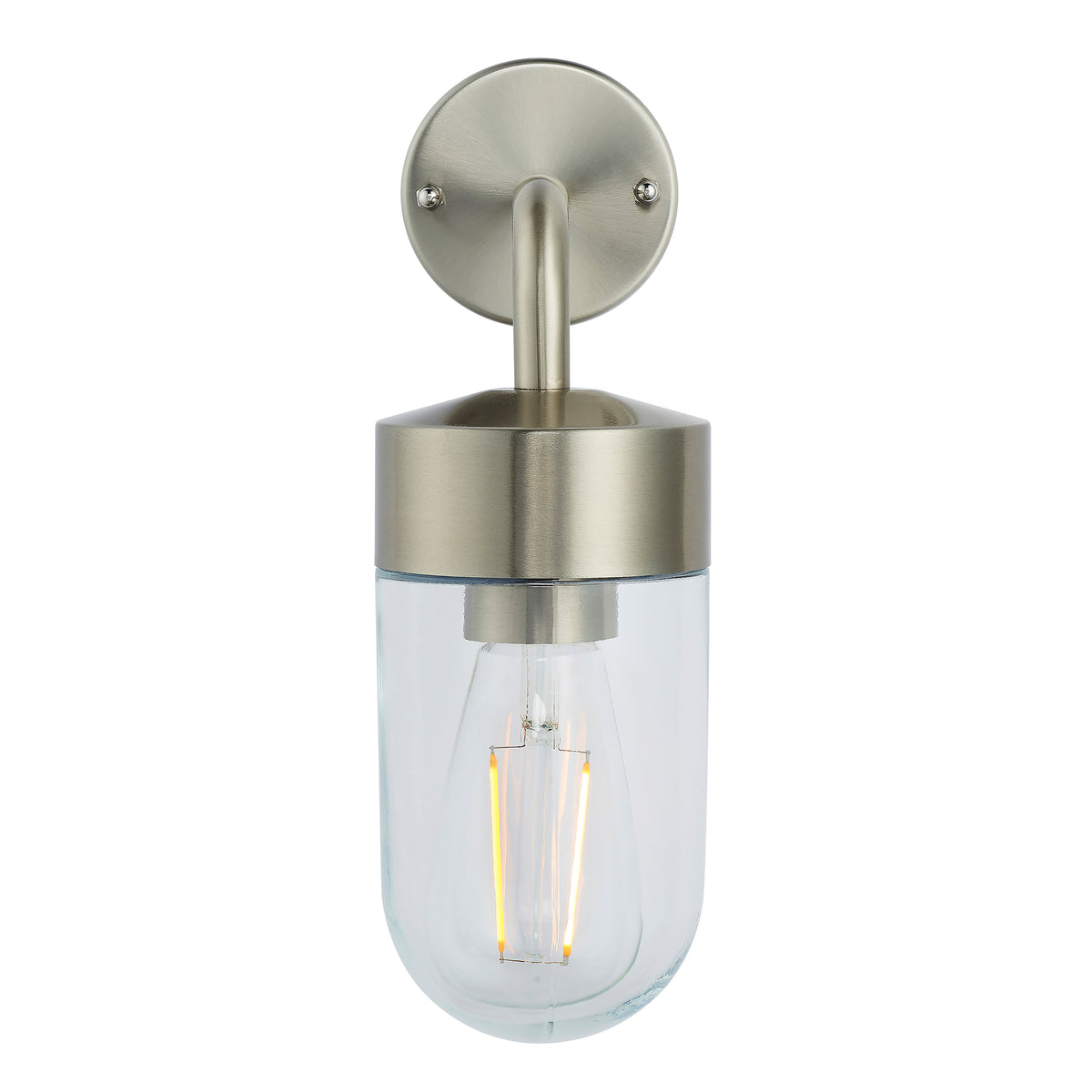 North 1lt Wall Brushed stainless steel & clear glass
