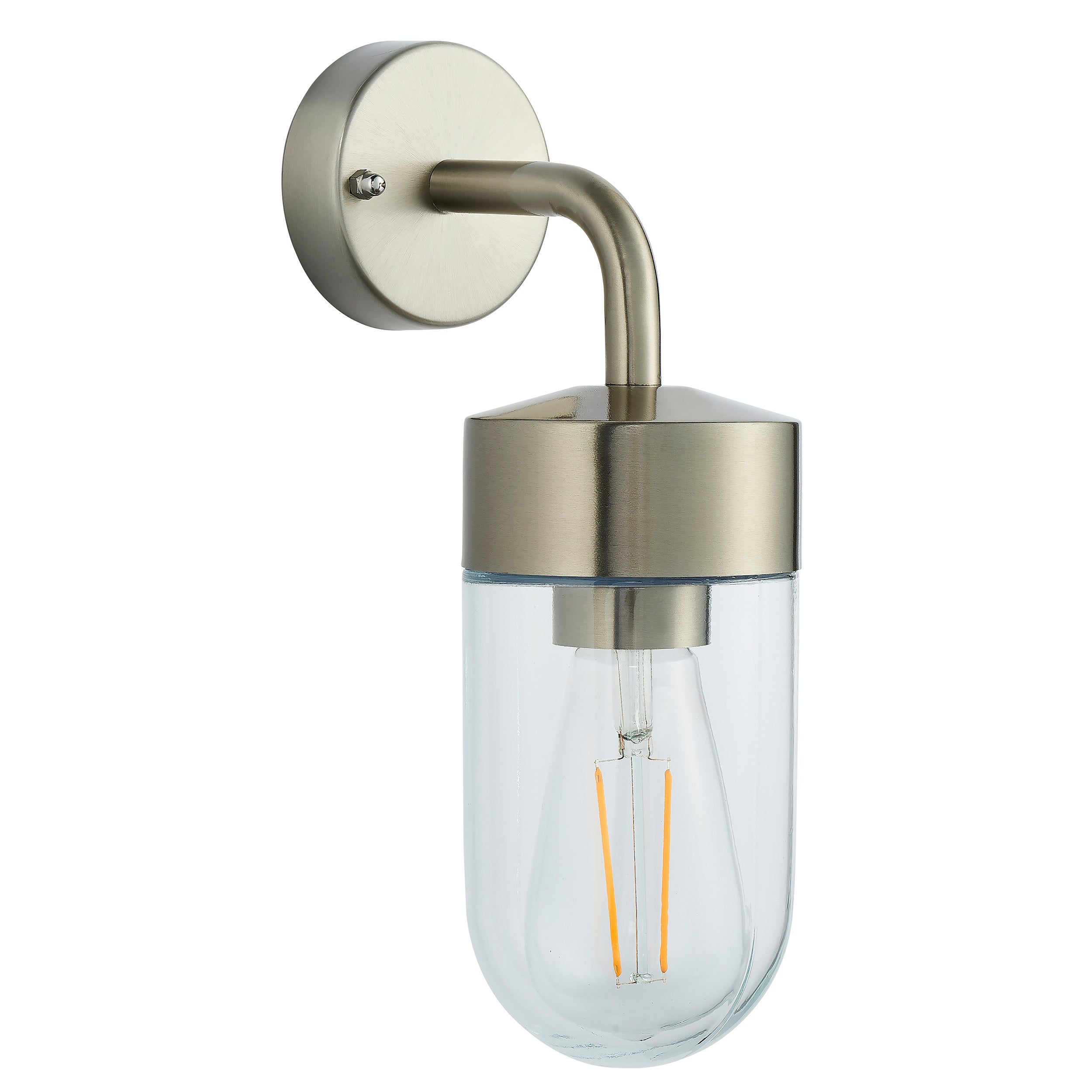 North 1lt Wall Brushed stainless steel & clear glass
