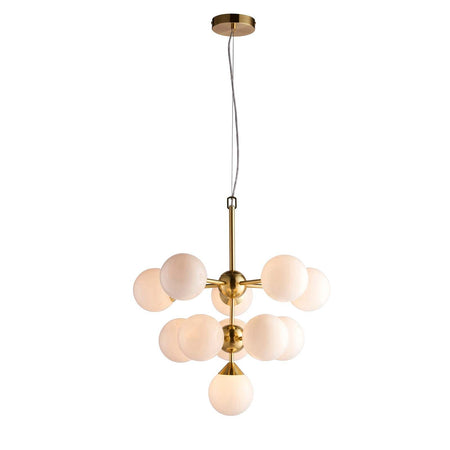 Oscar 11lt Pendant Satin brass plate & gloss white glass