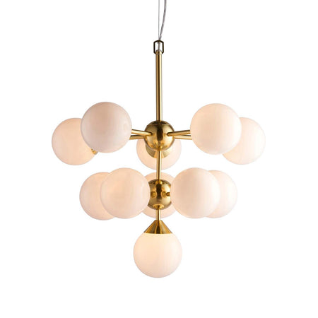 Oscar 11lt Pendant Satin brass plate & gloss white glass