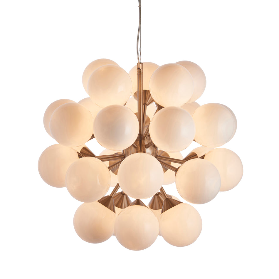 Oscar 28lt Pendant Satin nickel plate & gloss white glass