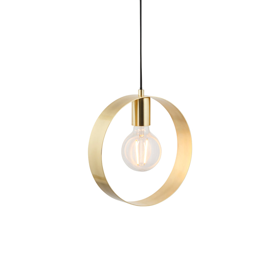 Hoop 1lt Pendant Brushed brass plate