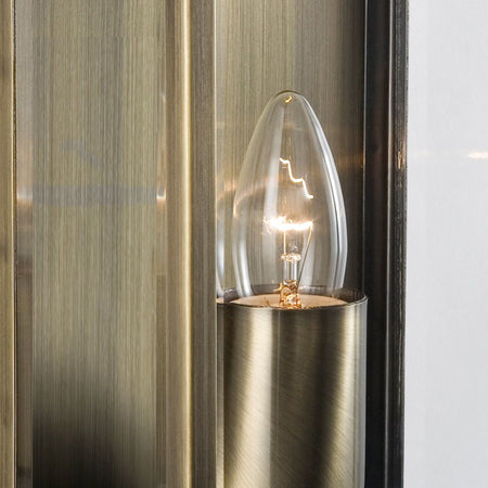 Box - Outdoor Wall & Porch Light - 1Lt Ant/Brass Rect Box