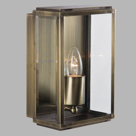 Box - Outdoor Wall & Porch Light - 1Lt Ant/Brass Rect Box