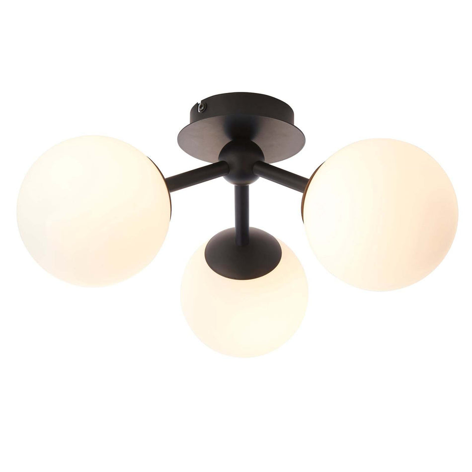 Pulsa 3lt Semi flush Matt black & matt white glass
