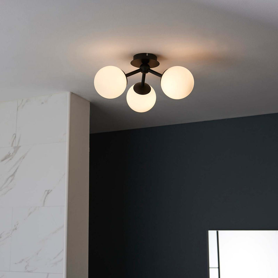 Pulsa 3lt Semi flush Matt black & matt white glass