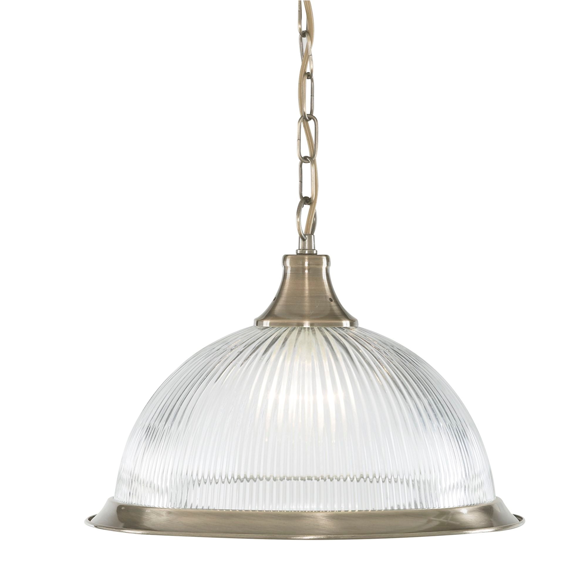 American Diner - 1Lt Pendant, Antique Brass, Clear Glass