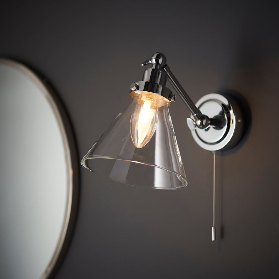 Faraday 1lt Wall Chrome plate & clear glass