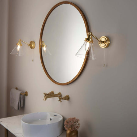 Faraday 1lt Wall Satin brass plate & clear glass