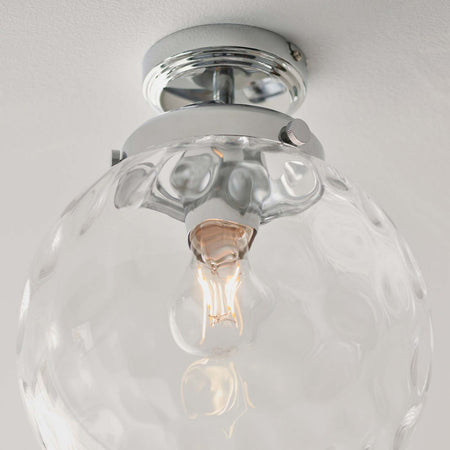 Elston 1lt Flush Chrome plate & clear dimpled glass