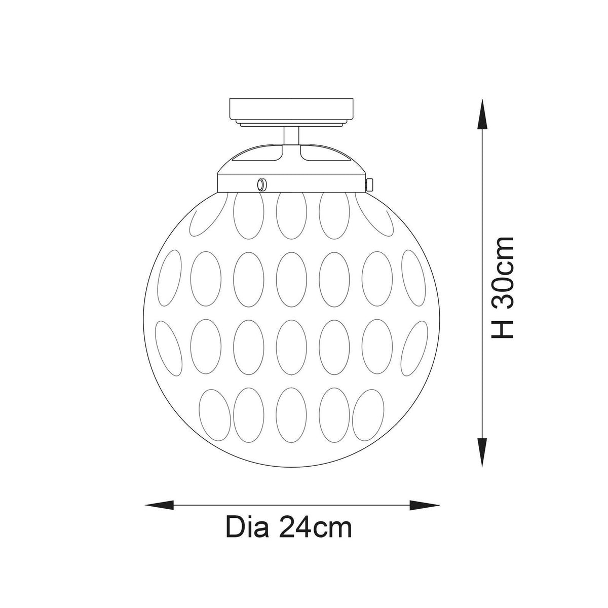 Elston 1lt Flush Chrome plate & clear dimpled glass