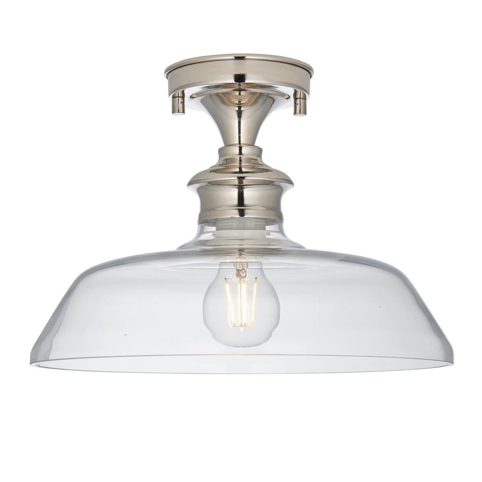 Barford 1lt Semi flush Bright nickel plate & clear glass