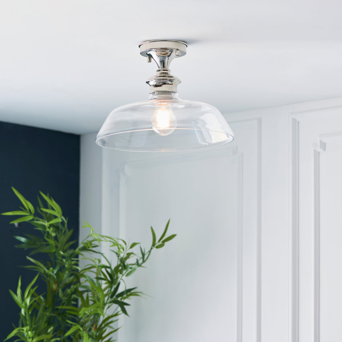 Barford 1lt Semi flush Bright nickel plate & clear glass