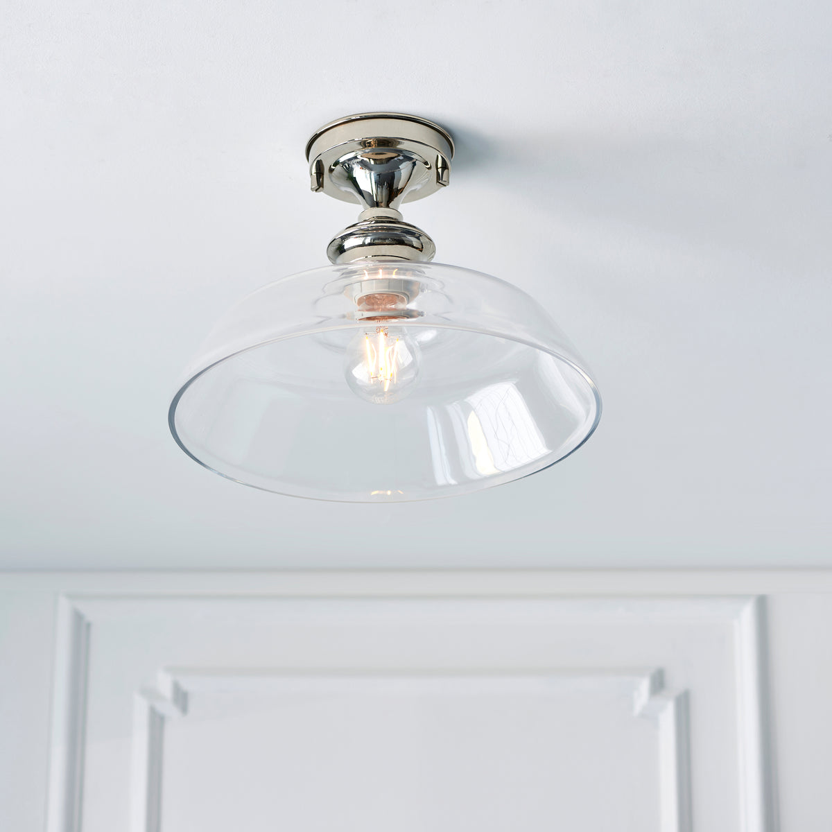 Barford 1lt Semi flush Bright nickel plate & clear glass