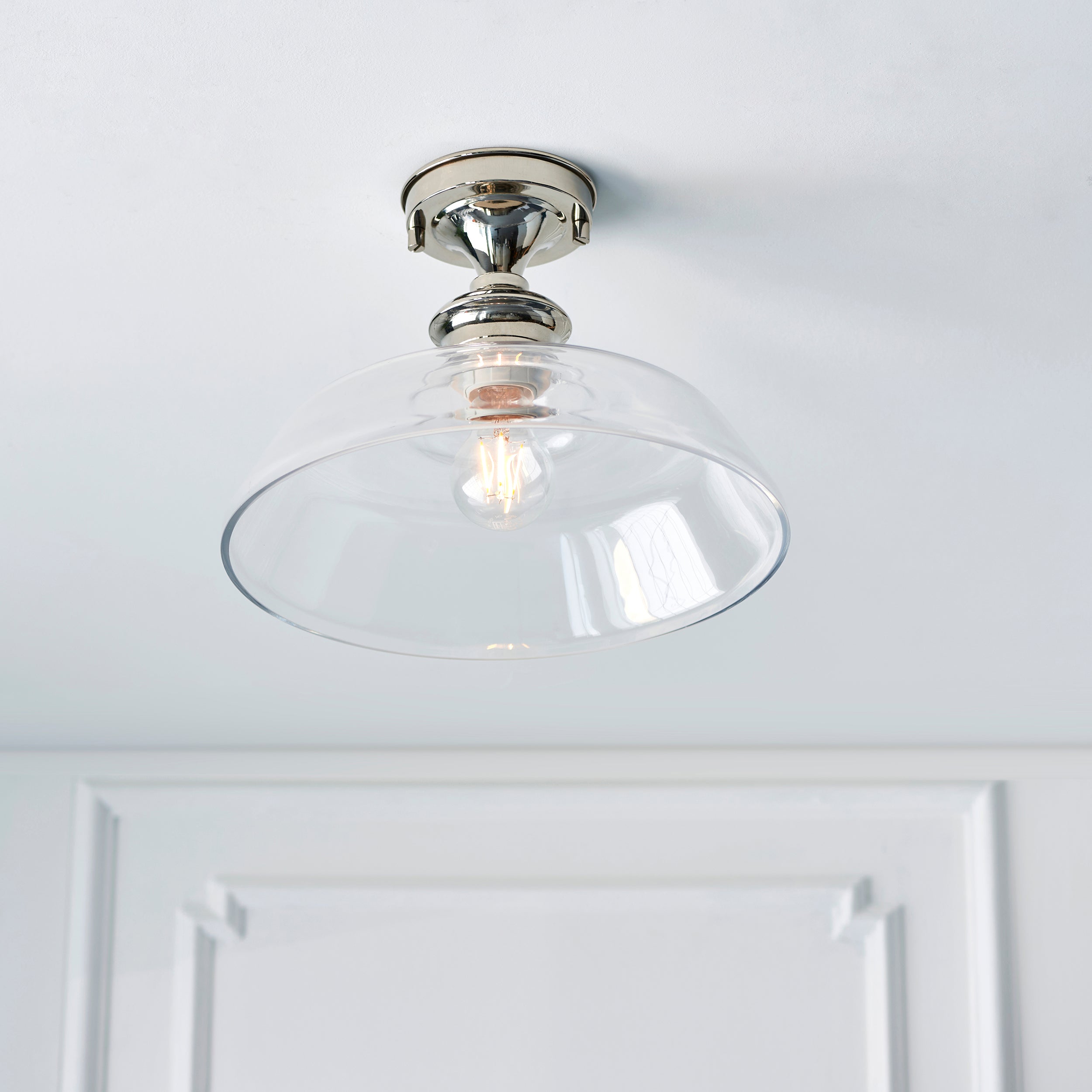 Barford 1lt Semi flush Bright nickel plate & clear glass